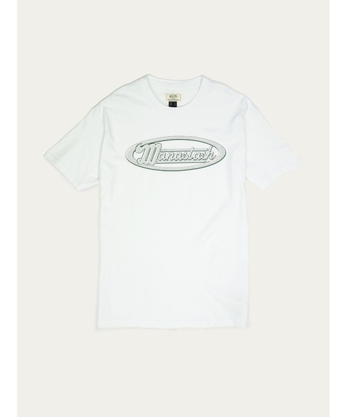 MANASTASH（マナスタッシュ）の「【直営店限定】MANASTASH N.A.U/マナスタッシュエヌエーユー　DOT LOGO TEE ドットロゴティー（Tシャツ/カットソー・メンズ・ホワイト/ブラック・MEDIUM/LARGE/X-LARGE）」の6枚目の写真