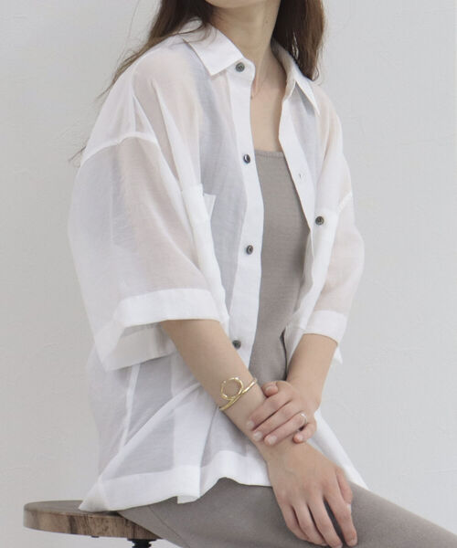 fredy repit（フレディレピ）の「ポケ付きシアーシャツ（シャツ/ブラウス・レディース・ブラック/オフホワイト/ピンク/イエロー/オレンジ・38）」の10枚目の写真