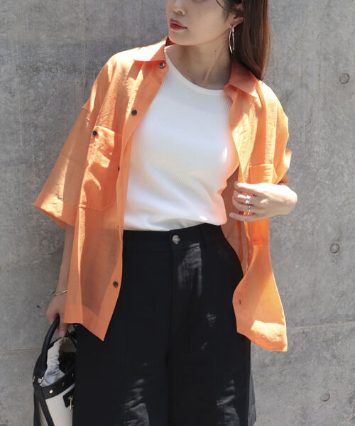 fredy repit（フレディレピ）の「ポケ付きシアーシャツ（シャツ/ブラウス・レディース・ブラック/オフホワイト/ピンク/イエロー/オレンジ・38）」の15枚目の写真
