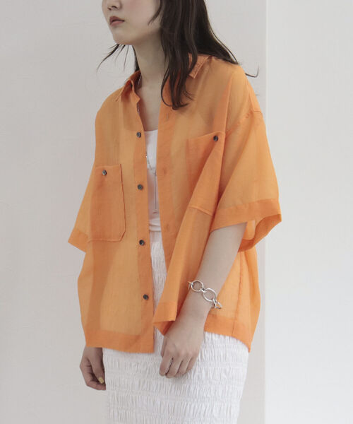 fredy repit（フレディレピ）の「ポケ付きシアーシャツ（シャツ/ブラウス・レディース・ブラック/オフホワイト/ピンク/イエロー/オレンジ・38）」の21枚目の写真