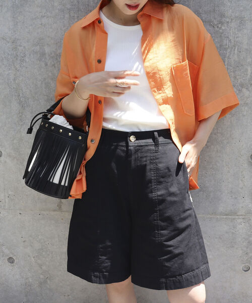 fredy repit（フレディレピ）の「ポケ付きシアーシャツ（シャツ/ブラウス・レディース・ブラック/オフホワイト/ピンク/イエロー/オレンジ・38）」の5枚目の写真