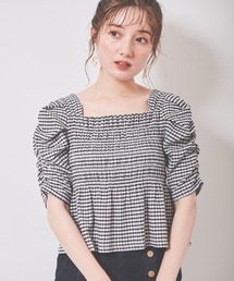 31 Sons de mode（トランテアン　ソン　ドゥ　モード）の「ギンガムチェックシャーリングブラウス（シャツ/ブラウス）」