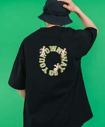 オーバーサイズ サークルロゴバックプリント クルーネック半袖Tシャツ