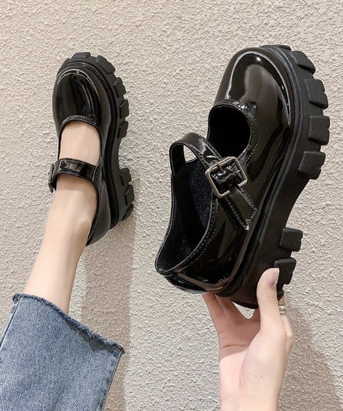 Shoes in Closet（シューズインクローゼット）の「厚底 凹凸デザインソール メリージェーン / ストラップ シューズ 832（パンプス・レディース・ブラック/ブラック系その他・LL/S/M/L）」の8枚目の写真