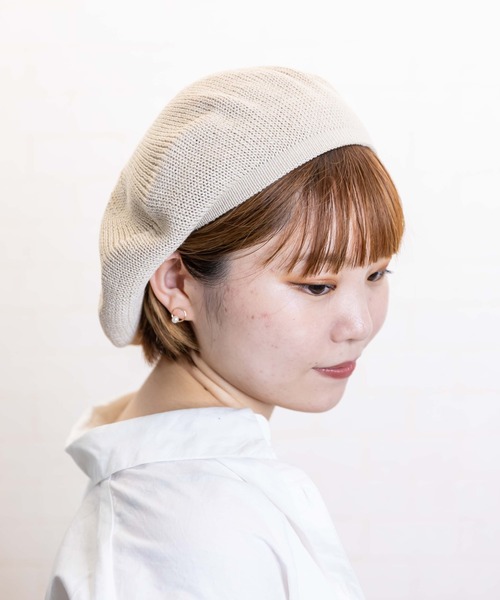 無（ム）の「リネンニットベレー（ハンチング/ベレー帽・レディース・マスタード/ベージュ/ブラック/ブラウン/ネイビー・FREE）」の3枚目の写真