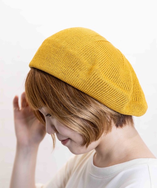 無（ム）の「リネンニットベレー（ハンチング/ベレー帽・レディース・マスタード/ベージュ/ブラック/ブラウン/ネイビー・FREE）」の5枚目の写真