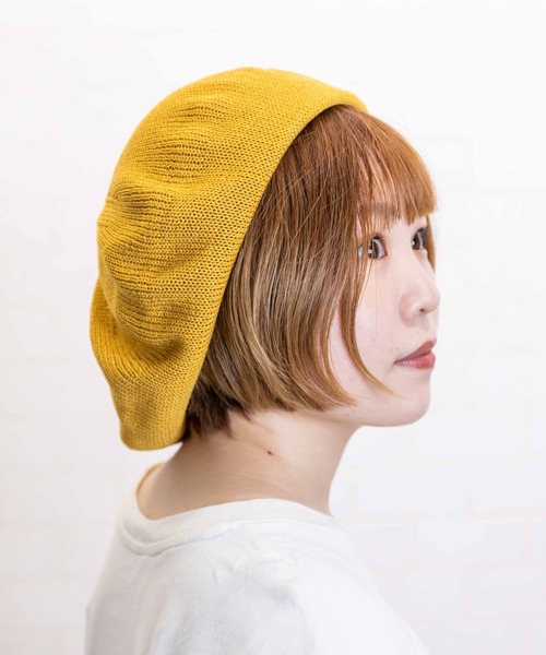 無（ム）の「リネンニットベレー（ハンチング/ベレー帽・レディース・マスタード/ベージュ/ブラック/ブラウン/ネイビー・FREE）」の18枚目の写真