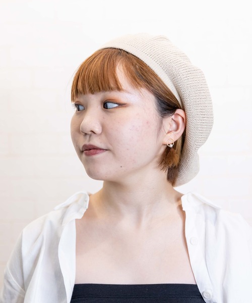 無（ム）の「リネンニットベレー（ハンチング/ベレー帽・レディース・マスタード/ベージュ/ブラック/ブラウン/ネイビー・FREE）」の10枚目の写真