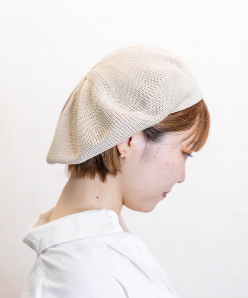 無（ム）の「リネンニットベレー（ハンチング/ベレー帽・レディース・マスタード/ベージュ/ブラック/ブラウン/ネイビー・FREE）」の11枚目の写真