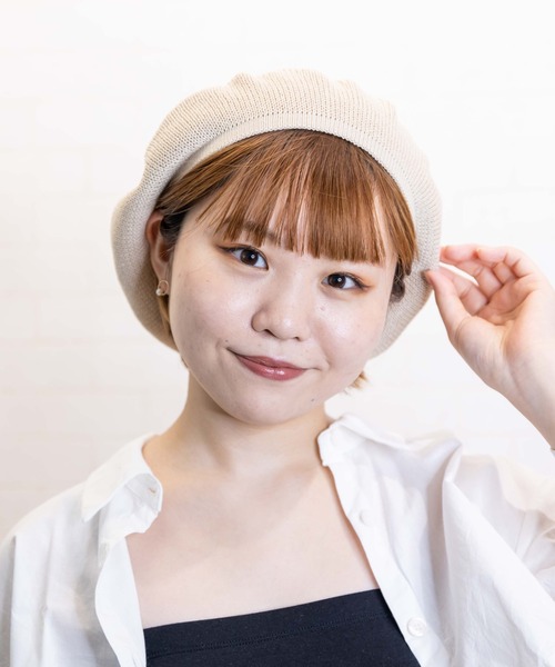 無（ム）の「リネンニットベレー（ハンチング/ベレー帽・レディース・マスタード/ベージュ/ブラック/ブラウン/ネイビー・FREE）」の12枚目の写真