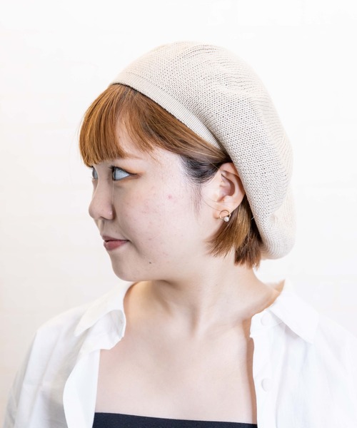 無（ム）の「リネンニットベレー（ハンチング/ベレー帽・レディース・マスタード/ベージュ/ブラック/ブラウン/ネイビー・FREE）」の13枚目の写真
