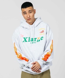 XLARGE | PIGMENT DYLED PUFF LOGO PULLOVER HOODED SWEAT(パーカー)