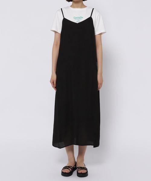 mysty woman(ミスティウーマン)の「バックギャザーキャミワンピース 345958(ワンピース・レディース・ブラック/ベージュ/パープル・FREE)」の10枚目の写真