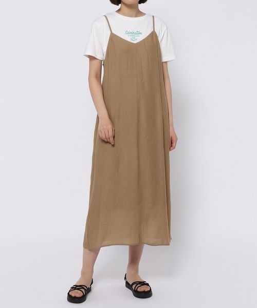 mysty woman(ミスティウーマン)の「バックギャザーキャミワンピース 345958(ワンピース・レディース・ブラック/ベージュ/パープル・FREE)」の21枚目の写真