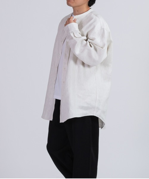 BRICK & SONS（ブリックアンドサンズ）の「リラックス リネンデニムシャツ＜アイボリーストライプ＞（シャツ/ブラウス・メンズ・アイボリー・LL/M/L）」の14枚目の写真