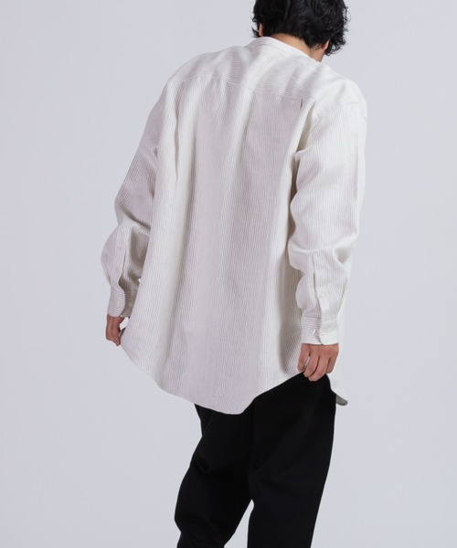 BRICK & SONS（ブリックアンドサンズ）の「リラックス リネンデニムシャツ＜アイボリーストライプ＞（シャツ/ブラウス・メンズ・アイボリー・LL/M/L）」の5枚目の写真