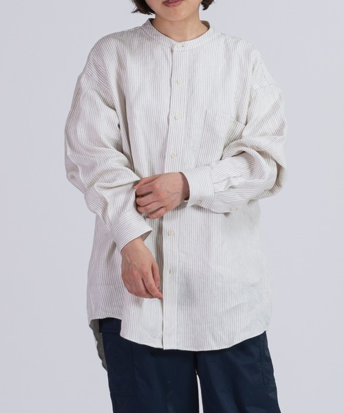 BRICK & SONS（ブリックアンドサンズ）の「リラックス リネンデニムシャツ＜アイボリーストライプ＞（シャツ/ブラウス・メンズ・アイボリー・LL/M/L）」の7枚目の写真