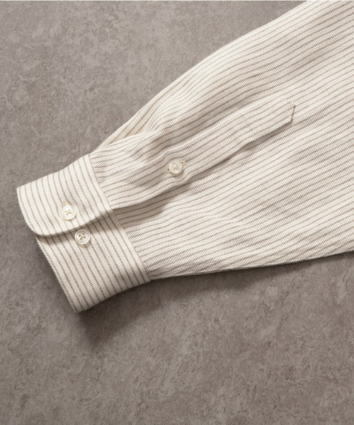 BRICK & SONS（ブリックアンドサンズ）の「リラックス リネンデニムシャツ＜アイボリーストライプ＞（シャツ/ブラウス・メンズ・アイボリー・LL/M/L）」の9枚目の写真