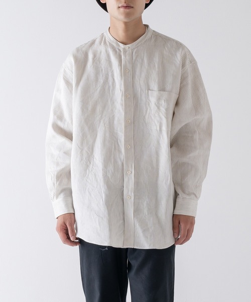 BRICK & SONS（ブリックアンドサンズ）の「リラックス リネンデニムシャツ＜アイボリーストライプ＞（シャツ/ブラウス・メンズ・アイボリー・LL/M/L）」の16枚目の写真