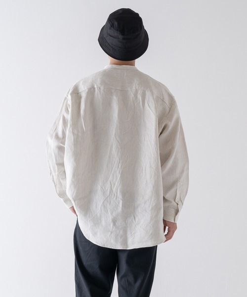 BRICK & SONS（ブリックアンドサンズ）の「リラックス リネンデニムシャツ＜アイボリーストライプ＞（シャツ/ブラウス・メンズ・アイボリー・LL/M/L）」の19枚目の写真