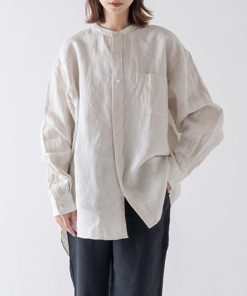 BRICK & SONS（ブリックアンドサンズ）の「リラックス リネンデニムシャツ＜アイボリーストライプ＞（シャツ/ブラウス・メンズ・アイボリー・LL/M/L）」の20枚目の写真