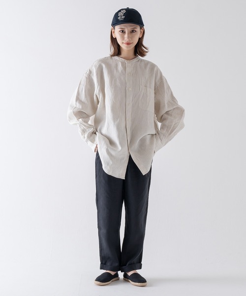 BRICK & SONS（ブリックアンドサンズ）の「リラックス リネンデニムシャツ＜アイボリーストライプ＞（シャツ/ブラウス・メンズ・アイボリー・LL/M/L）」の21枚目の写真