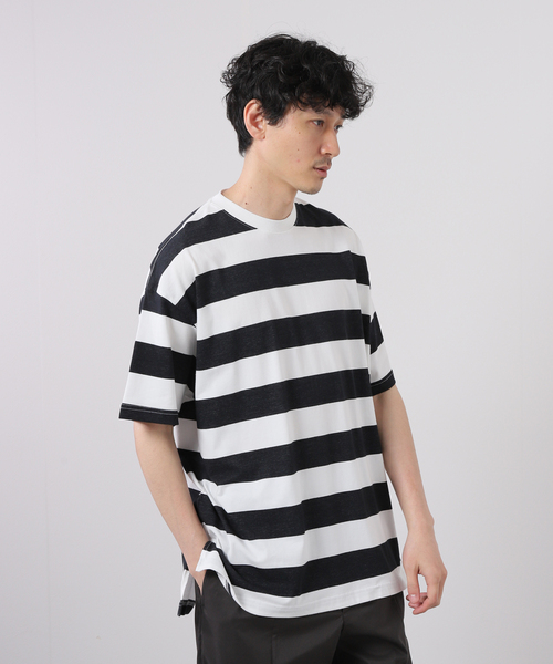 JOURNAL STANDARD(ジャーナルスタンダード)の「【SHELTECH/シェルテック×JOURNAL STANDARD】別注 ビック ボーダー Tシャツ(Tシャツ/カットソー・メンズ・ブラック/ブルー系その他・X-LARGE/LARGE/MEDIUM)」の3枚目の写真