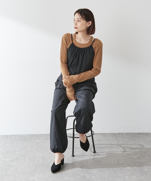 Omekashi(オメカシ)の「【earthy_】キャミサロペット(パッカブル)(サロペット/オーバーオール・レディース・パープル/キャメル/ブラック/ベージュ・FREE)」の21枚目の写真