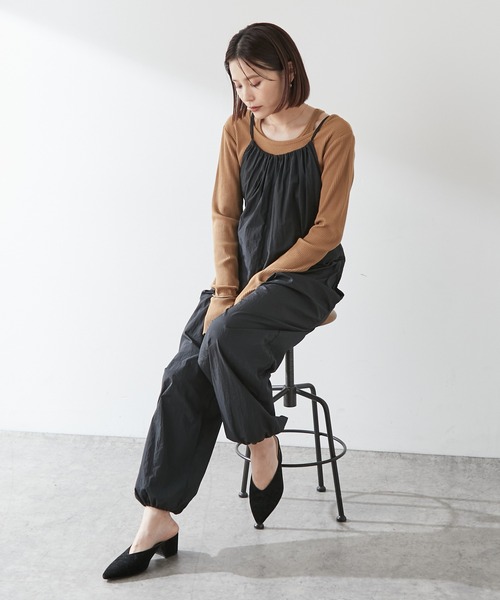 Omekashi(オメカシ)の「【earthy_】キャミサロペット(パッカブル)(サロペット/オーバーオール・レディース・パープル/キャメル/ブラック/ベージュ・FREE)」の22枚目の写真