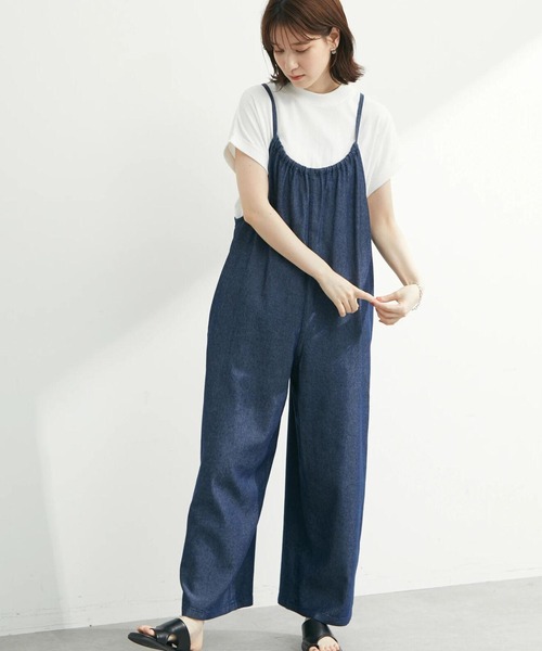 Sugar spoon（シュガースプーン）の「・SUGAR SPOON デニムサロペットパンツ（サロペット/オーバーオール・レディース・ダークインディゴブルー/ライトインディゴブルー・FREE）」の2枚目の写真