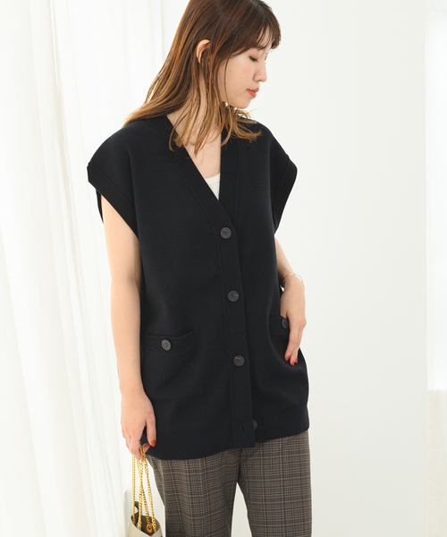 JOURNAL STANDARD L'ESSAGE キンボタンニットベスト 紺 JOURNAL STANDARD L'ESSAGE キンボタンニットベスト 紺