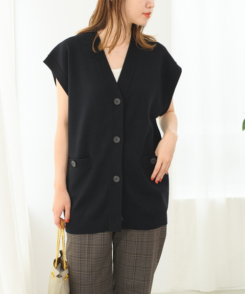 JOURNAL STANDARD L'ESSAGE キンボタンニットベスト 紺 JOURNAL STANDARD - JOURNAL STANDARD L'ESSAGE キンボタン