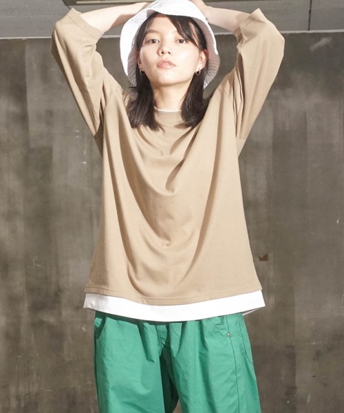 Blue Standard （ブルースタンダード）の「【BLUE STANDARD/ブルースタンダード】ZEROSTZEROSTAIN ゼロステイン 汗染みの目立ちにくいTシャツ　UVカット　撥水性　汚れが付きにくい　フェイクレイヤード7分袖Tシャツ（Tシャツ/カットソー・メンズ・ホワイト/ブラック/ベージュ/オリーブ/ブルー・MEDIUM/LARGE/X-LARGE）」の2枚目の写真