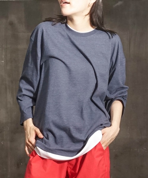 Blue Standard （ブルースタンダード）の「【BLUE STANDARD/ブルースタンダード】ZEROSTZEROSTAIN ゼロステイン 汗染みの目立ちにくいTシャツ　UVカット　撥水性　汚れが付きにくい　フェイクレイヤード7分袖Tシャツ（Tシャツ/カットソー・メンズ・ホワイト/ブラック/ベージュ/オリーブ/ブルー・MEDIUM/LARGE/X-LARGE）」の5枚目の写真