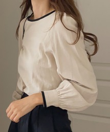 LAUIR（ラウアー）の「シワ加工バイカラーバルーンブラウス（シャツ/ブラウス）」
