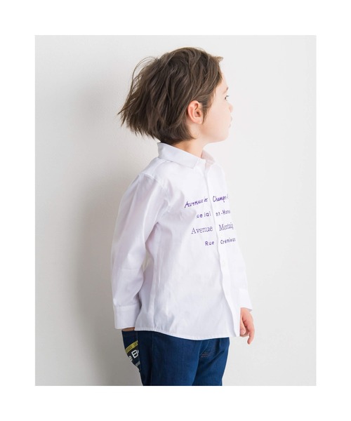 BeBe（ベベ）の「BeBe/コットン オックス ロゴ 刺繍 シャツ  (90~150cm)（シャツ/ブラウス・キッズ・ホワイト/グレー・140/110/130/150/120/100/90）」の4枚目の写真