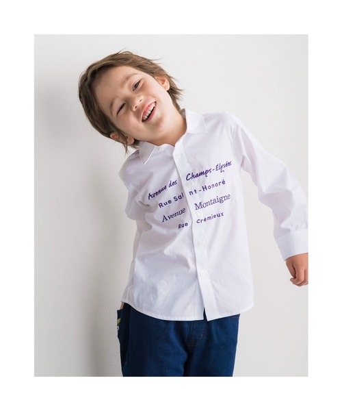 BeBe（ベベ）の「BeBe/コットン オックス ロゴ 刺繍 シャツ  (90~150cm)（シャツ/ブラウス・キッズ・ホワイト/グレー・140/110/130/150/120/100/90）」の5枚目の写真