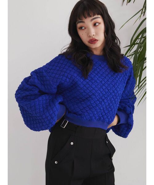jouetie(ジュエティ)の「キルティングショートトップス(スウェット・レディース・ブラック/ブルー/その他1・MEDIUM)」の1枚目の写真