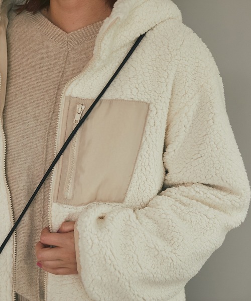 un dix cors（アンディコール）の「プチプラが嬉しい　フードボアブルゾン（ブルゾン・レディース・アイボリー/モカ・FREE）」の12枚目の写真