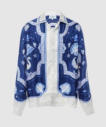 SILK TWILL CUBAN COLLAR LONG SLEEVE SHIRT