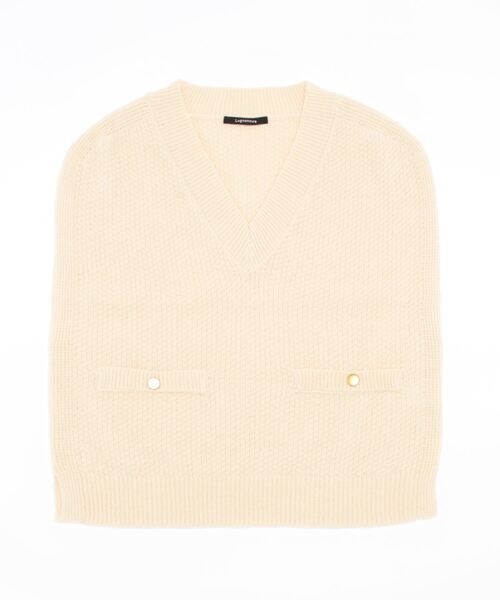 Lugnoncure（ルノンキュール）の「ツイード風ニットベスト（ベスト・レディース・ブラック/ベージュ/オフホワイト・ﾌﾘ-）」の17枚目の写真