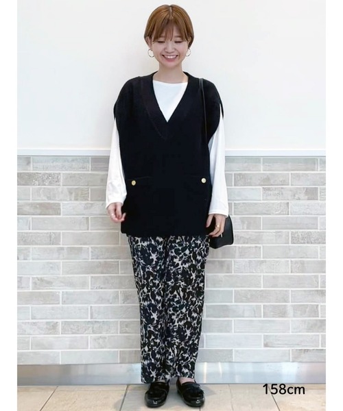 Lugnoncure（ルノンキュール）の「ツイード風ニットベスト（ベスト・レディース・ブラック/ベージュ/オフホワイト・ﾌﾘ-）」の6枚目の写真