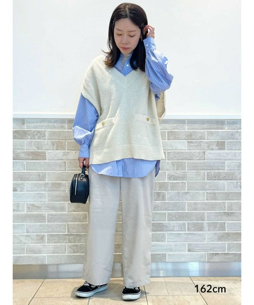 Lugnoncure（ルノンキュール）の「ツイード風ニットベスト（ベスト・レディース・ブラック/ベージュ/オフホワイト・ﾌﾘ-）」の8枚目の写真