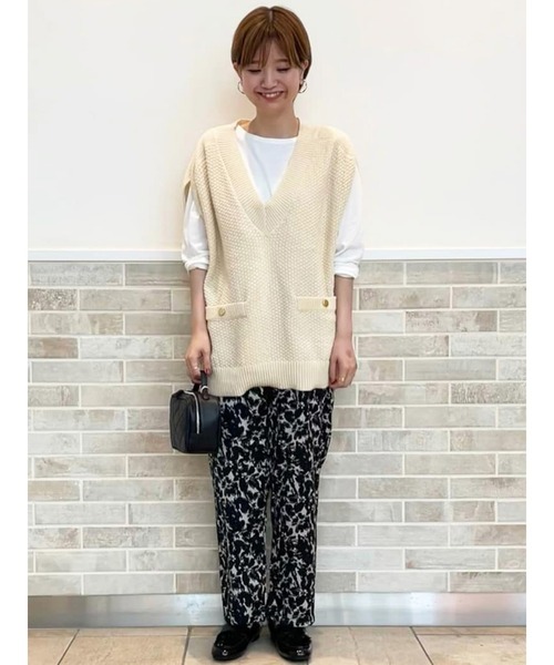 Lugnoncure（ルノンキュール）の「ツイード風ニットベスト（ベスト・レディース・ブラック/ベージュ/オフホワイト・ﾌﾘ-）」の10枚目の写真