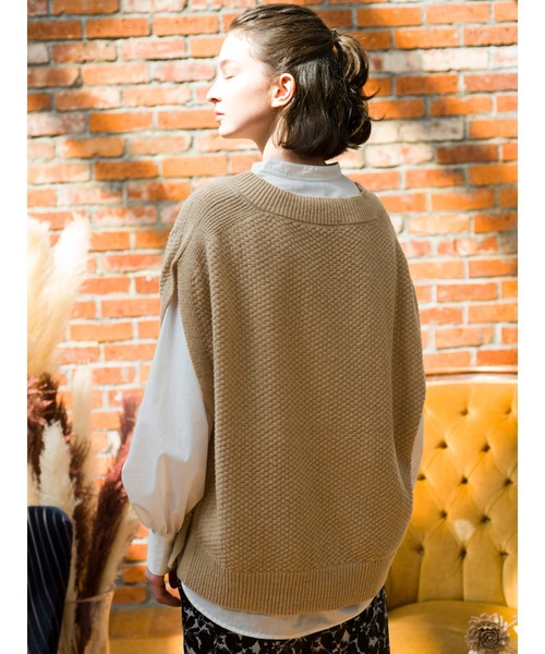 Lugnoncure（ルノンキュール）の「ツイード風ニットベスト（ベスト・レディース・ブラック/ベージュ/オフホワイト・ﾌﾘ-）」の15枚目の写真