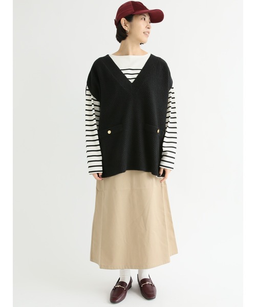 Lugnoncure（ルノンキュール）の「ツイード風ニットベスト（ベスト・レディース・ブラック/ベージュ/オフホワイト・ﾌﾘ-）」の19枚目の写真