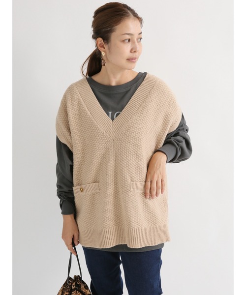 Lugnoncure（ルノンキュール）の「ツイード風ニットベスト（ベスト・レディース・ブラック/ベージュ/オフホワイト・ﾌﾘ-）」の22枚目の写真