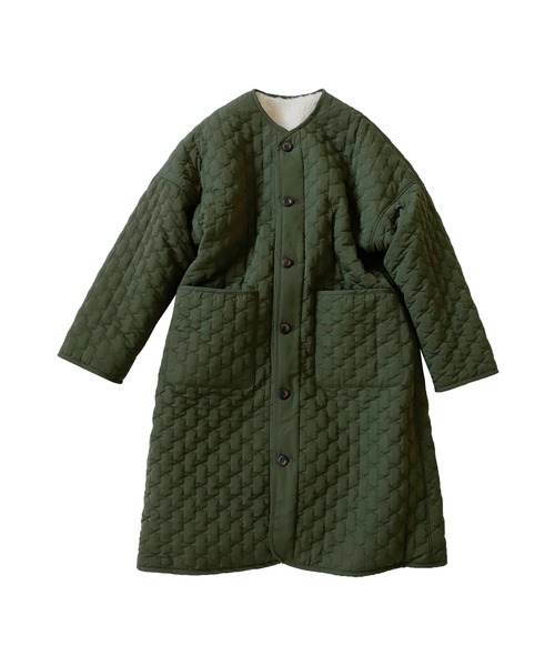 antiqua(アンティカ)の「×スタイルアップ叶う♪キルティングボアコート(モッズコート・レディース・ブラック/カーキ・FREE)」の17枚目の写真
