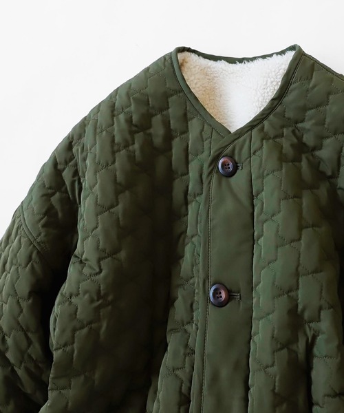 antiqua(アンティカ)の「×スタイルアップ叶う♪キルティングボアコート(モッズコート・レディース・ブラック/カーキ・FREE)」の19枚目の写真