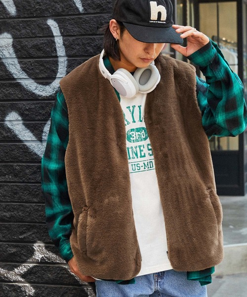 retock's】フェイクファー オーバージップベスト MONO-MART│MONO-MART